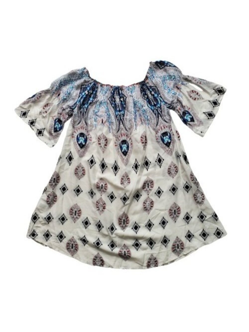 UMGEE Women's Floral Bell Sleeves Off-Shoulder Tunic Mini Dress Size Small‎ - Picture 3 of 14